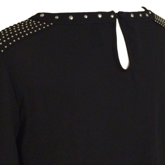 Forever 21 Black Pullover‎ Top Sheer Bodice with Studs 3/4 Sleeves Size S - Picture 7 of 11